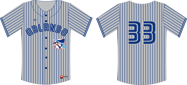 CENTRAL FLORIDA BLUE JAYS HOME PINSTRIPES JERSEY